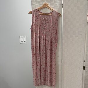Floral Sleeveless Pink Dress Pajamas from Korea One Size Summer Breezy